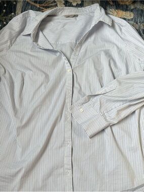 H & M blouse with thin blue stripe